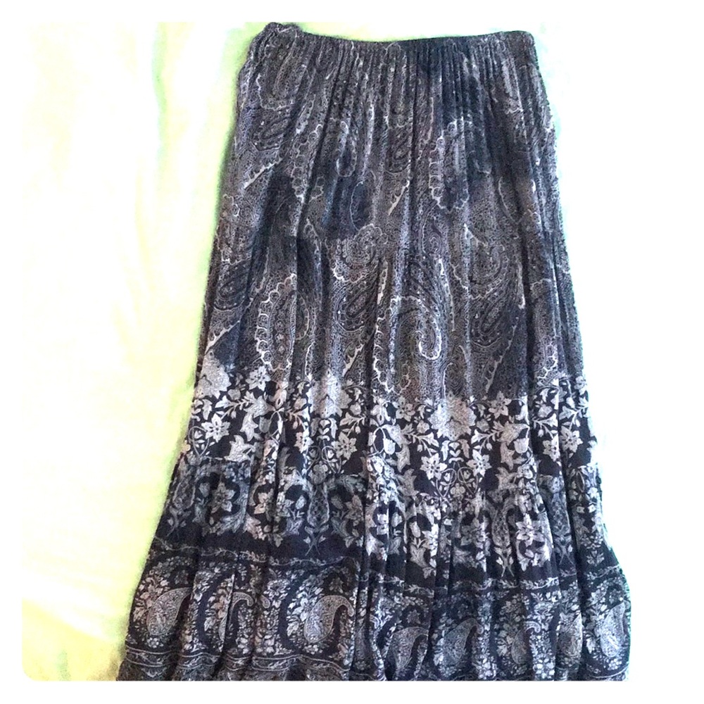 Roz & Ali Blue floral and paisley maxi skirt